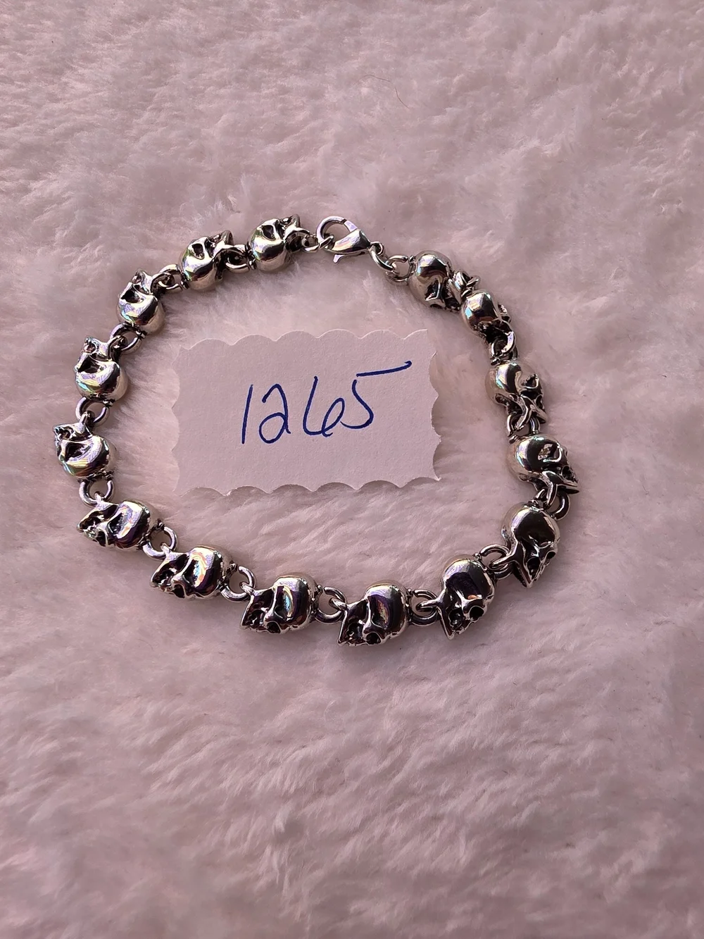 Silver Skull Link Bracelet - Men's Jewelry